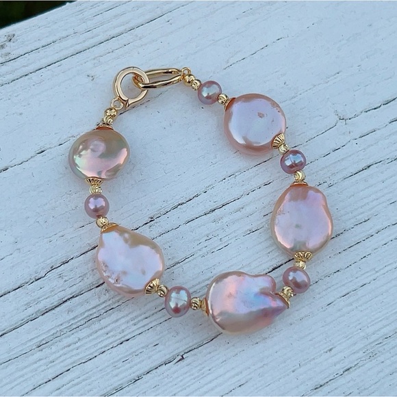 S94 Handmade Freshwater Baroque Pearl Bracelet - Picture 2 of 4